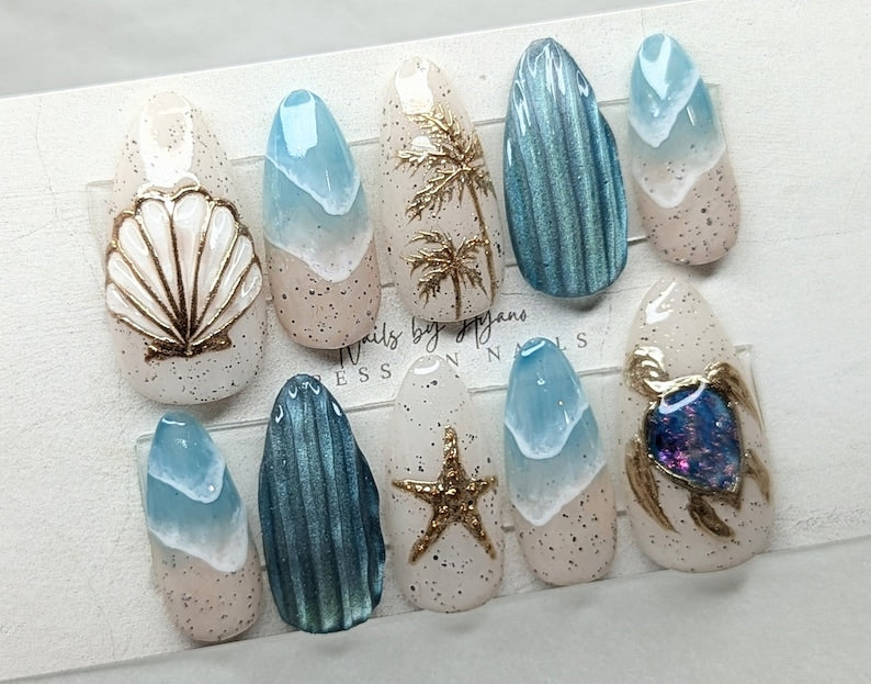 Elegant Coastal Shell Press On Nails