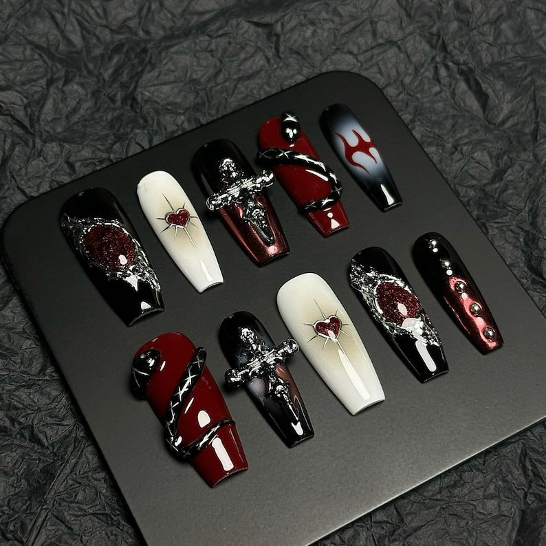 Vintage Gothic Ornate Dark Elegance Press On Nails