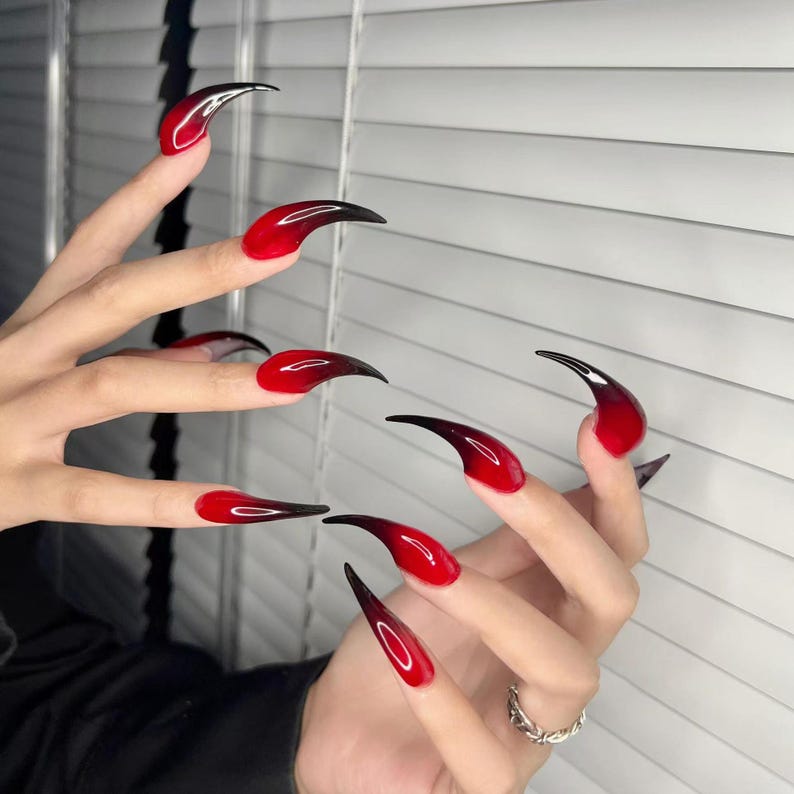 Feral Crimson Claw Gothic Edge Press On Nails