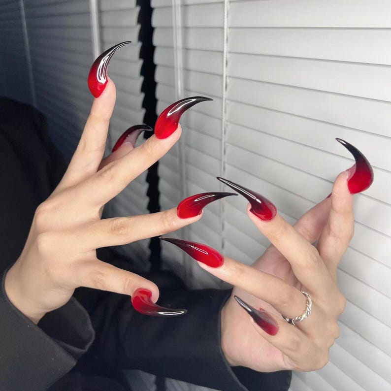 Feral Crimson Claw Gothic Edge Press On Nails