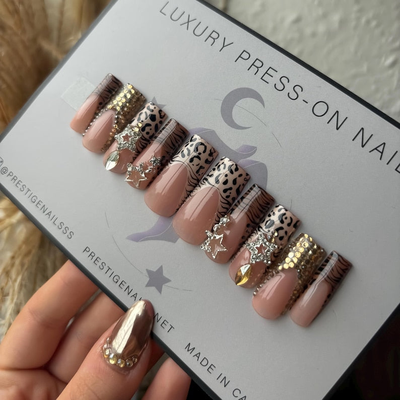Midnight Luxe Marble Press On Nails