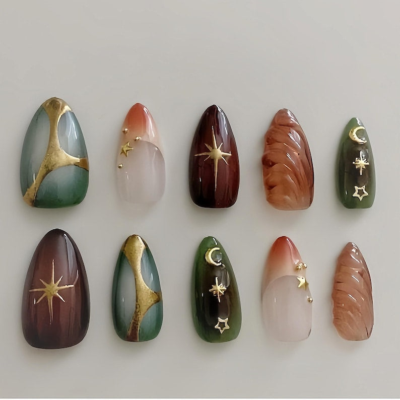 Colorful Graffiti Hand Painted Abstract Street Art Press On Nails