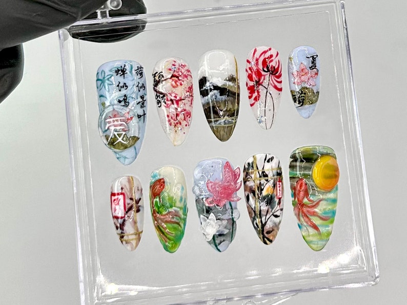 Graceful Koi Garden Press On Nails