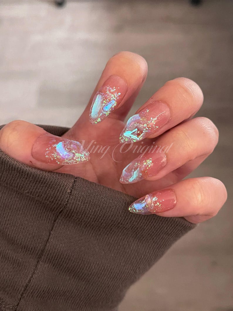 Glittering Aurora Crystal Dream Press On Nails