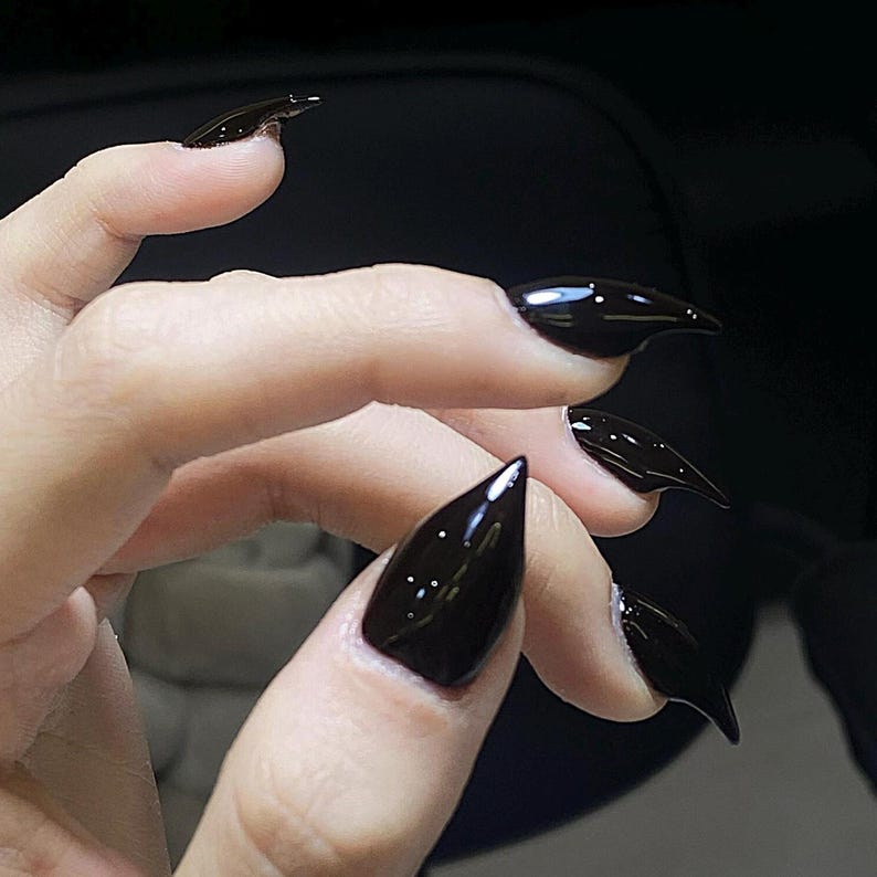 Glossy Black Talon Armor Press On Nails