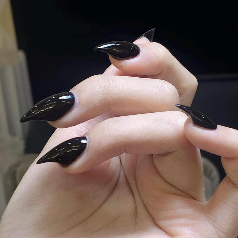 Glossy Black Talon Armor Press On Nails