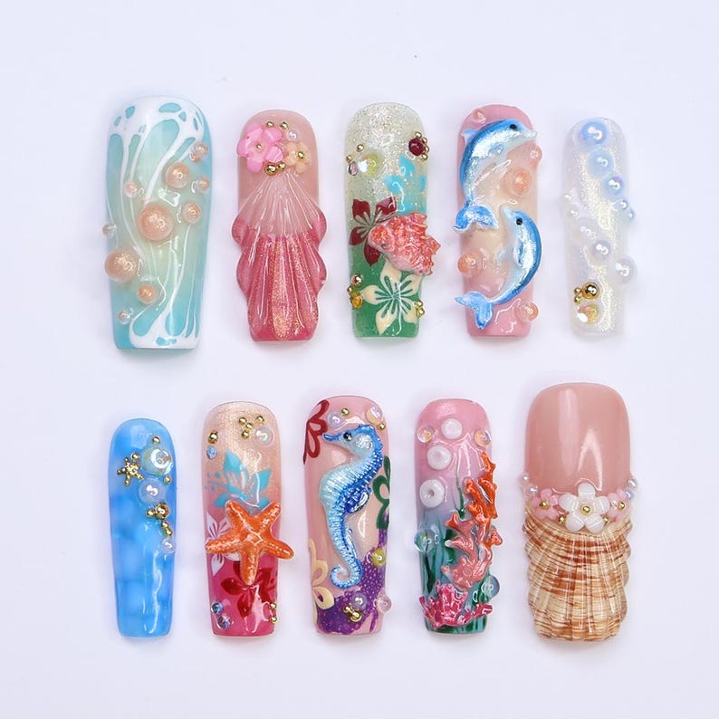 Sunny Coastal Escape Press On Nails