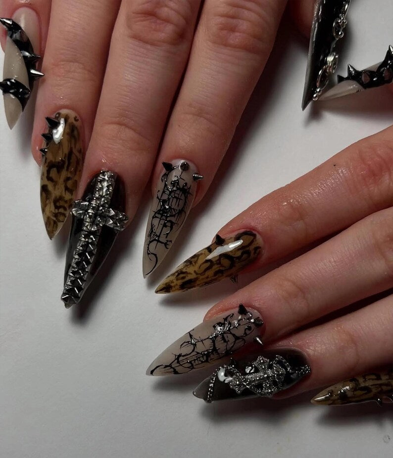 Edgy Punk Stiletto Press On Nails