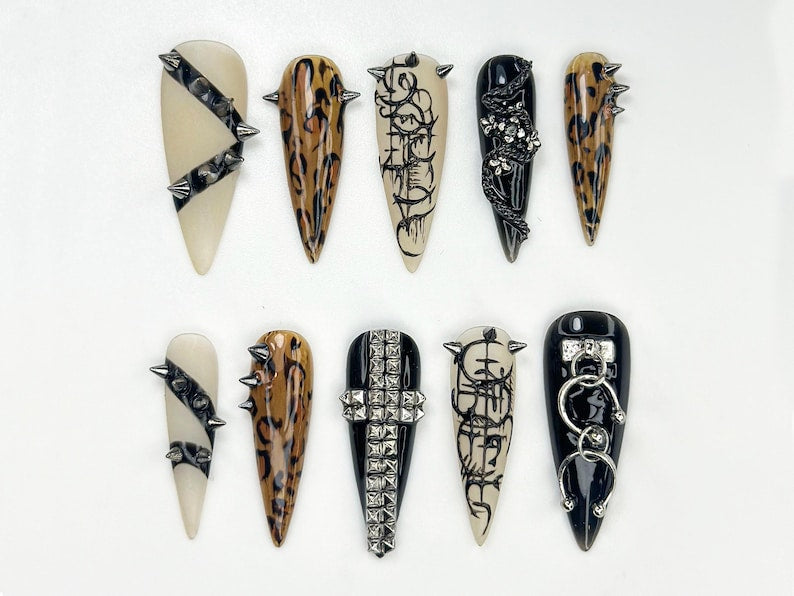 Edgy Punk Stiletto Press On Nails