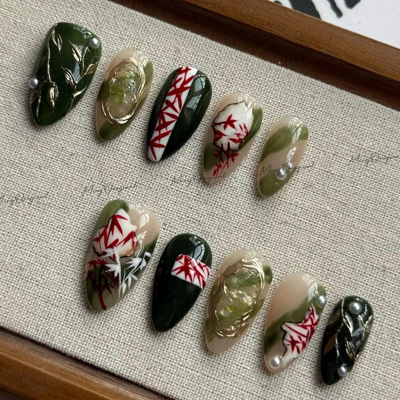 Elegant Wind Garden Press On Nails