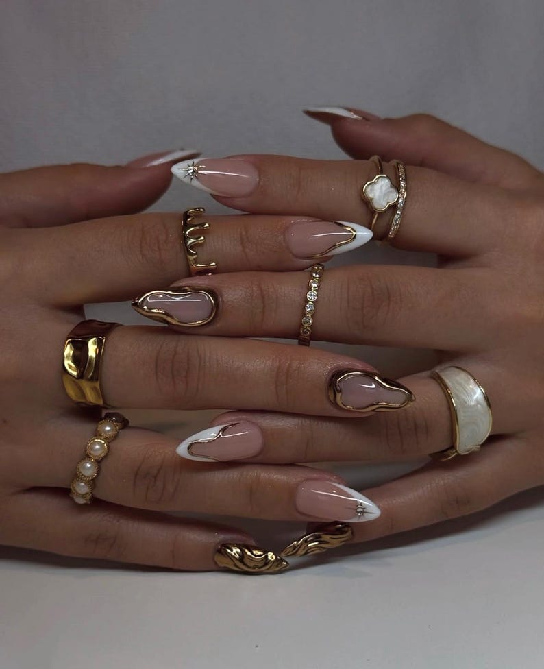 24K Gold Luxury Medium Almond Press On Nails