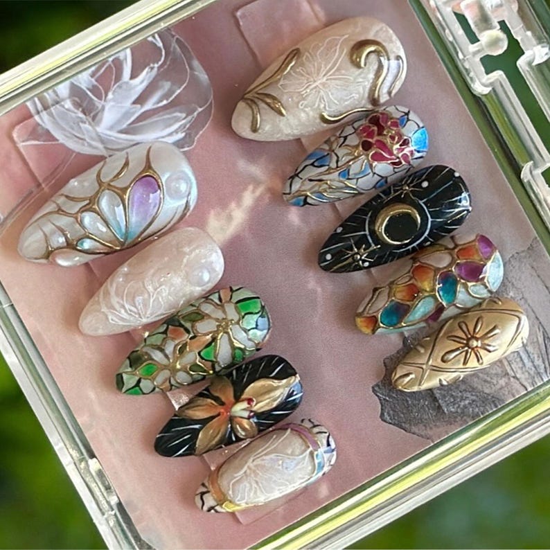 3D Butterfly Stained Glass Fantasy Press On Nails