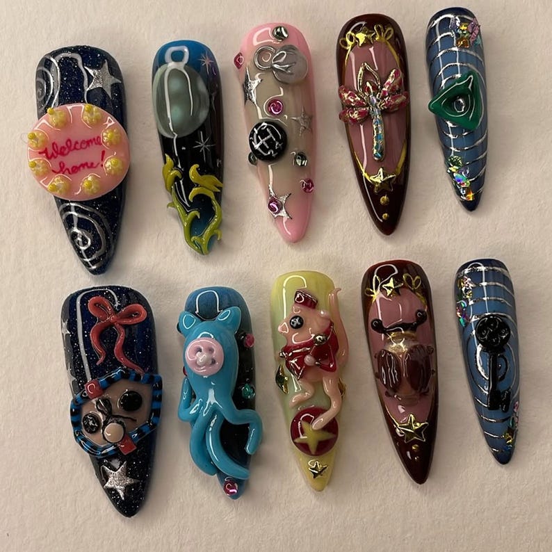 Whimsical Mixed Charm Press On Nails