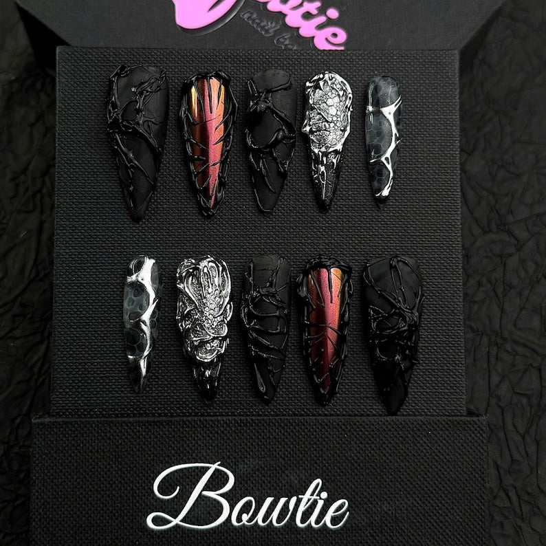 Black Chrome Luxury Press On Nails