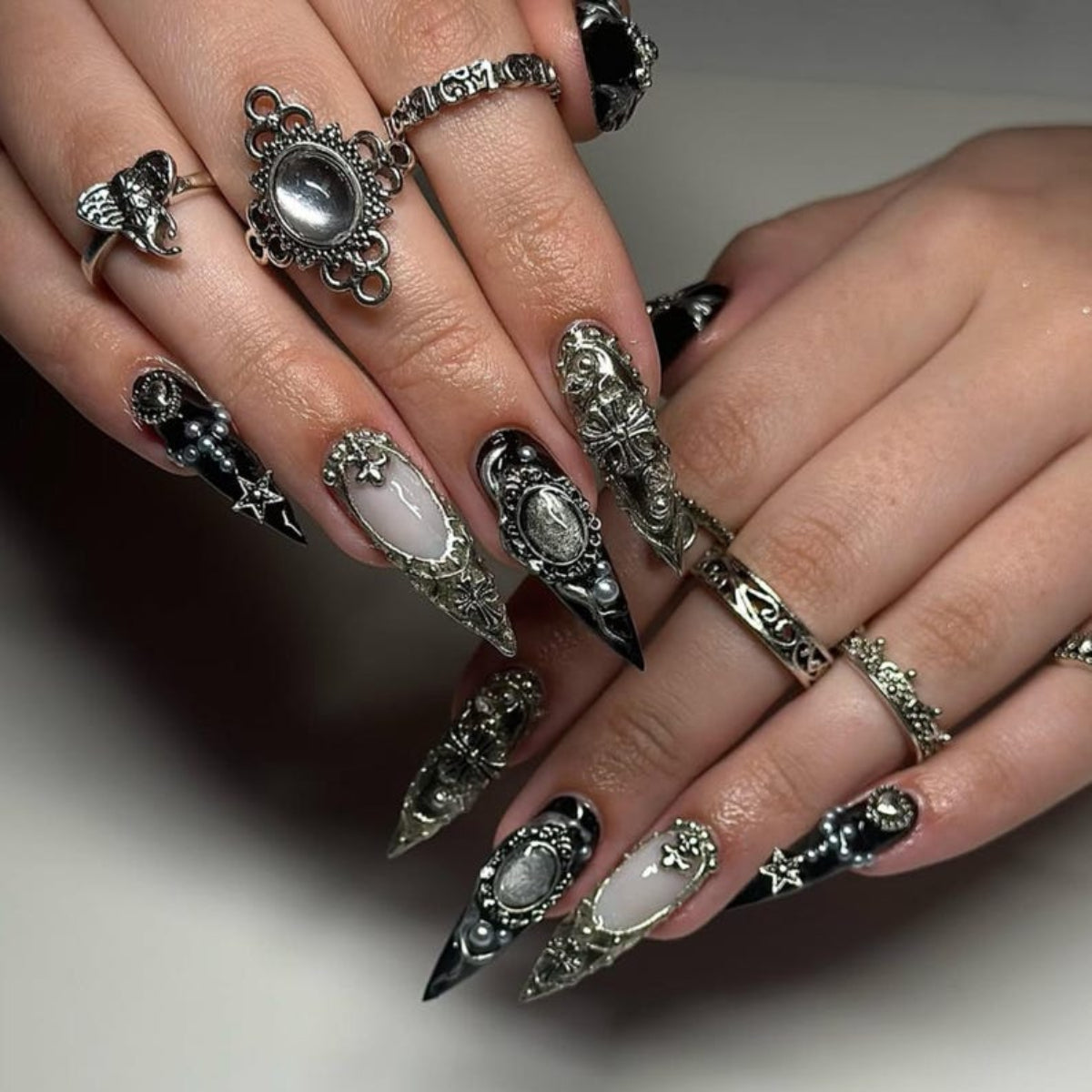 Midnight Rodeo Tortoise Shell and Gold French Tip Western Star