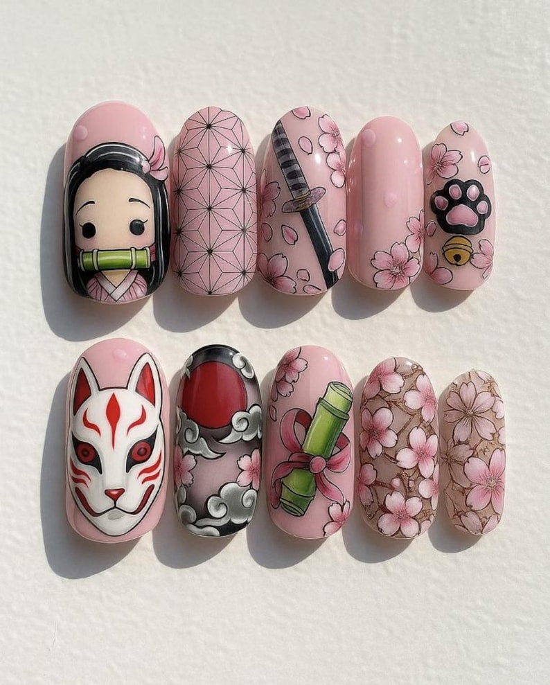 Cute Protective Pink Checkered Press On Nails