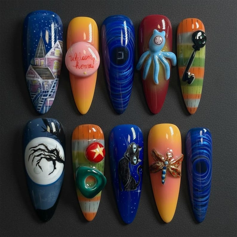 Spooky Whimsical Doll Press On Nails