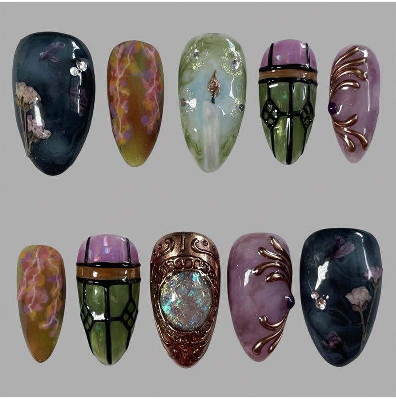 Vintage Gothic Noir Elegant Press On Nails