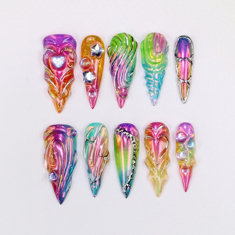 Aurora Metallic Gothic Press On Nails
