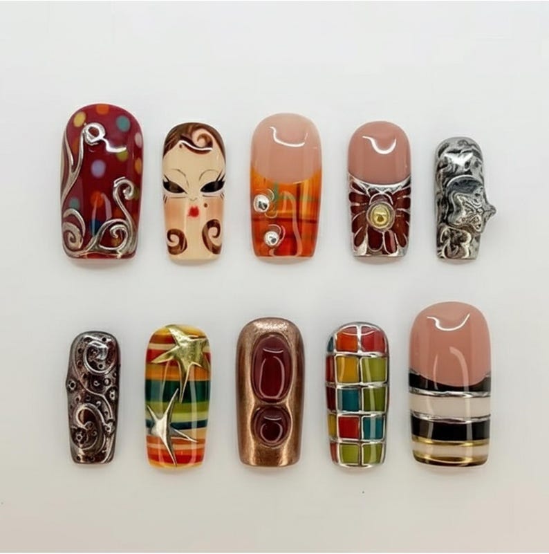 Retro Pop Art Comic Graphic Press On Nails