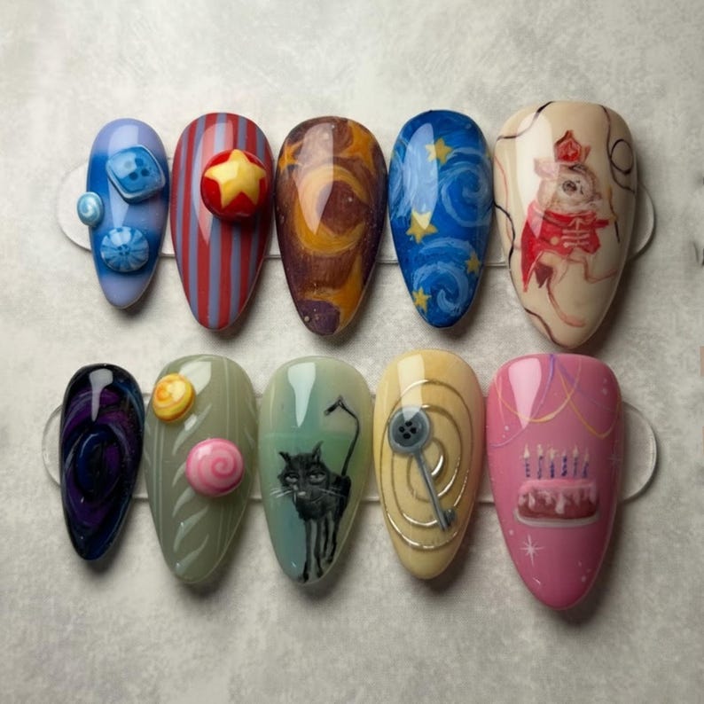 Whimsical Button Fantasy Press On Nails
