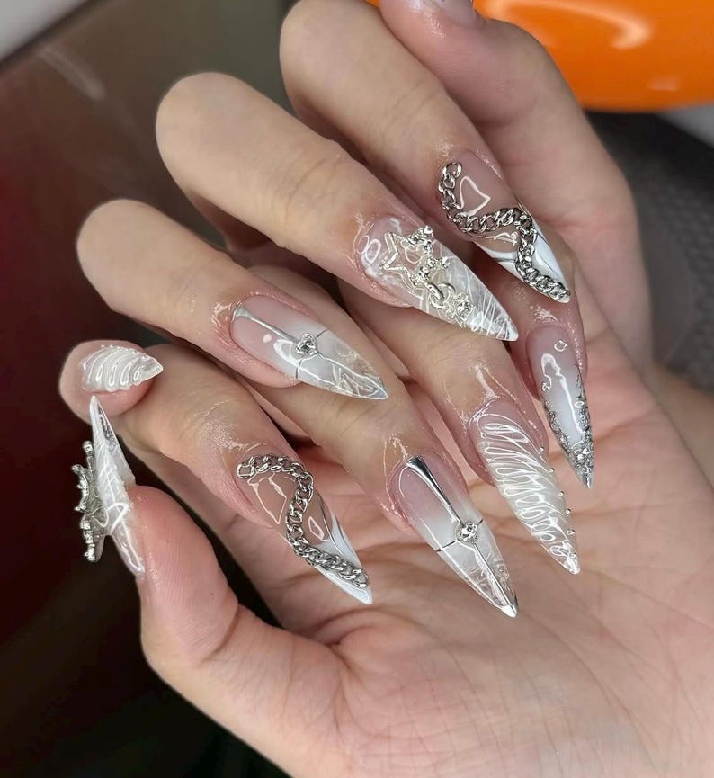 Opulent Ice Glass 3D Luminous Press On Nails