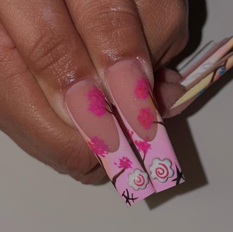 Soft Pastel Floral Press On Nails