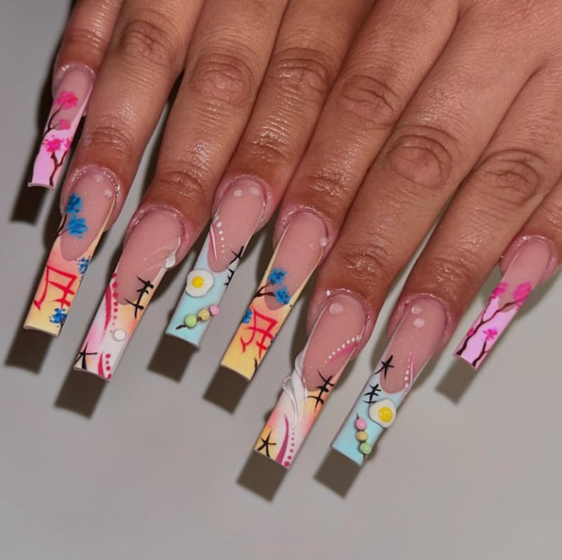 Soft Pastel Floral Press On Nails
