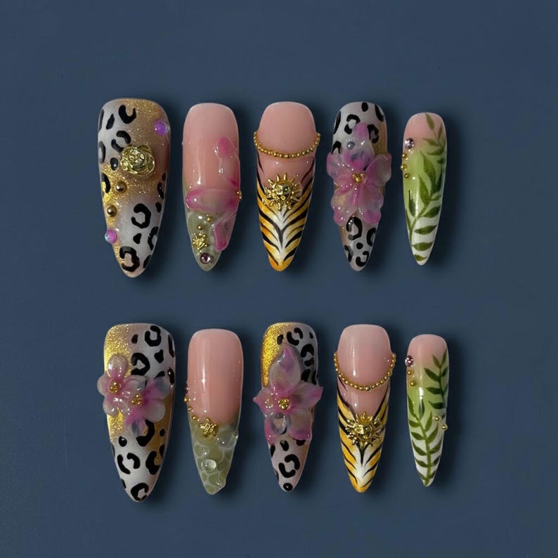 Safari Goddess Glam Press On Nails