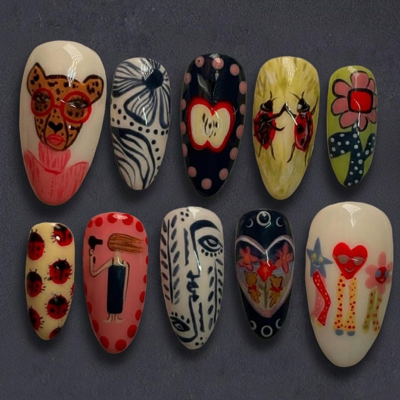 Whimsical Pop Art Press On Nails