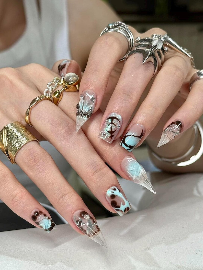 Abstract Sculptural Claw Avant Garde Press On Nails