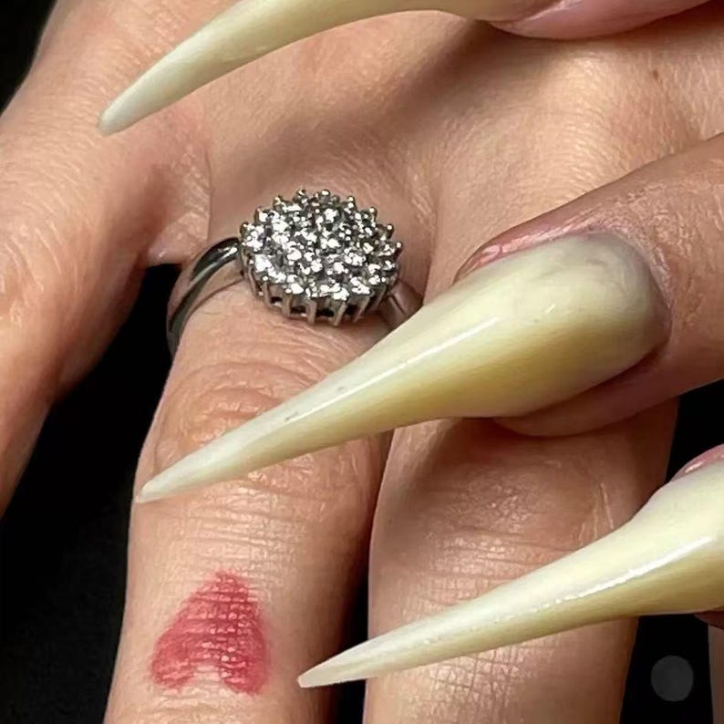 Extra Long Milk Tone 3D Claw Press On Nails