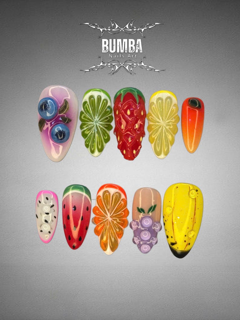 Colorful Fruit Fresh Summer Cute Press On Nails
