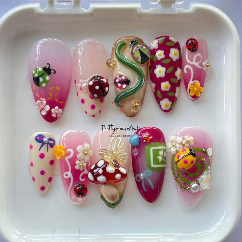 Nature Inspired Glam Press On Nails