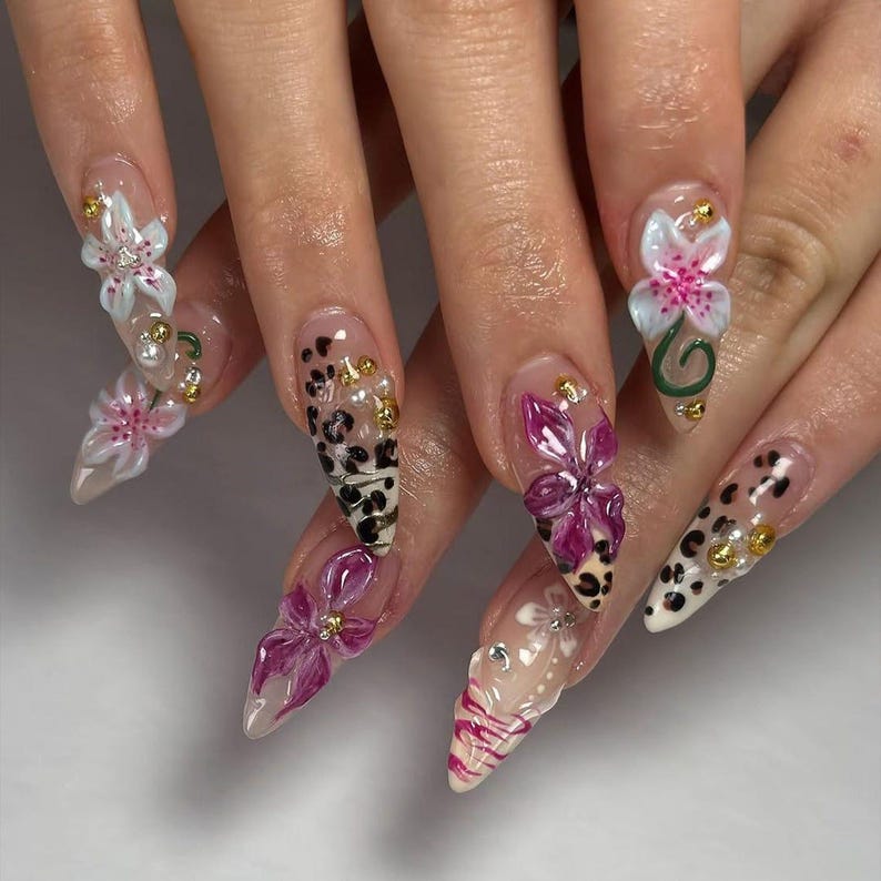 Golden Blossom Style Press On Nails