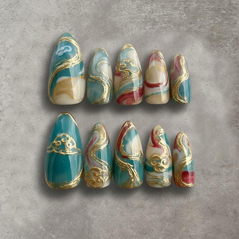 Ethereal Marble Elegance Press On Nails