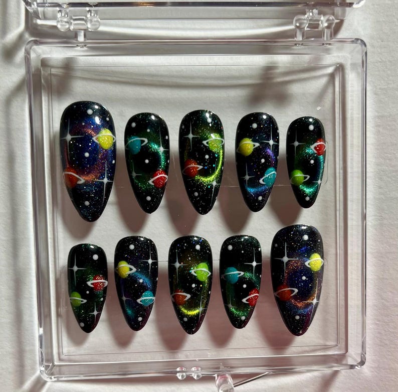 Cosmic Galaxy Glitter Starry Press On Nails