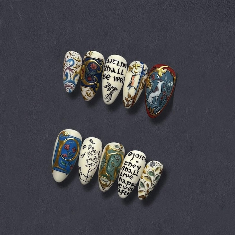 Illuminated Manuscript Medieval Renaissance Art & Calligraphy Nails