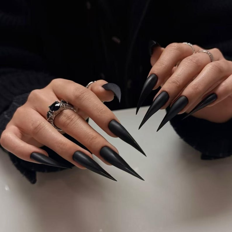 Matte Black XL Raptor Claw Press On Nails