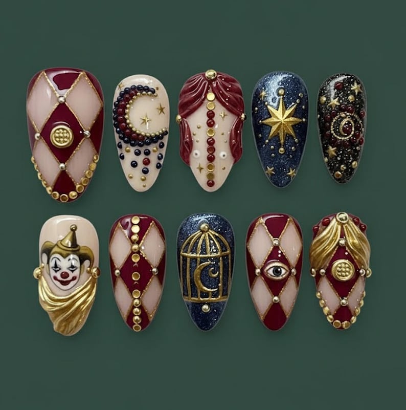 Vintage Circus Ornate Playful Press On Nails