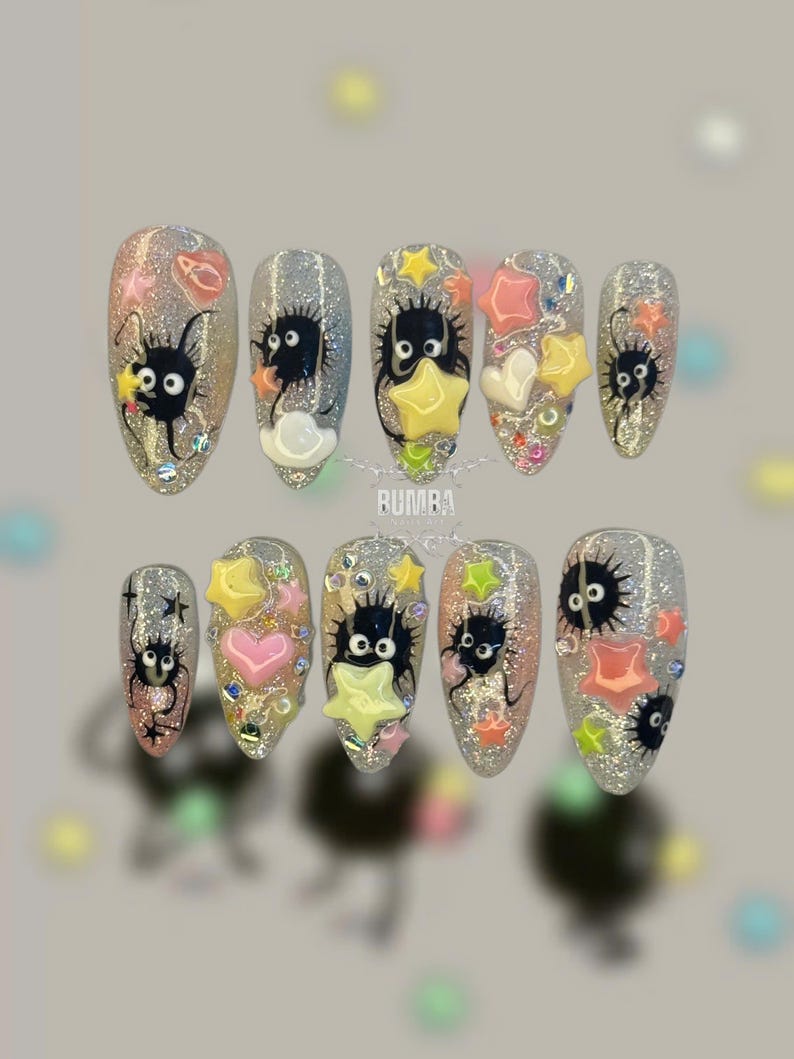 Starry Dream Glitter Charm Cute Press On Nails