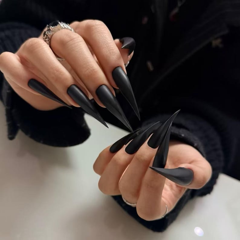 Matte Black XL Raptor Claw Press On Nails