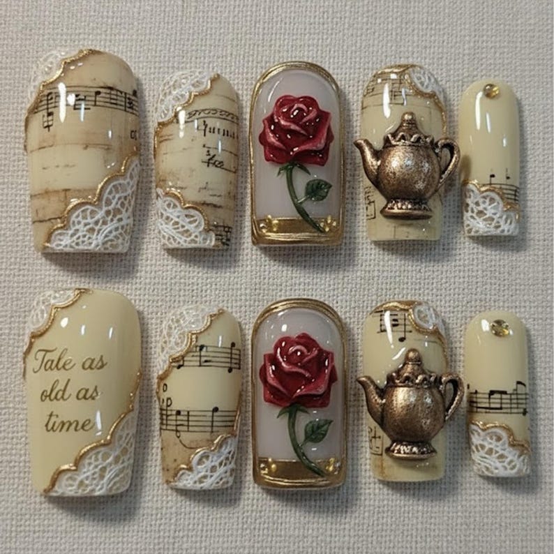 Romantic Vintage Rose Gold Elegant Press On Nails