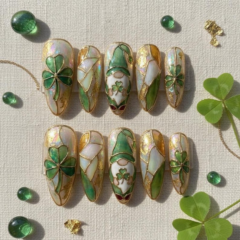 Whimsical Stained Glass Fantasy Press On Nails