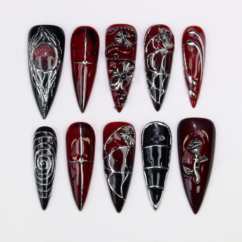 Metallic Punk Stiletto Press On Nails