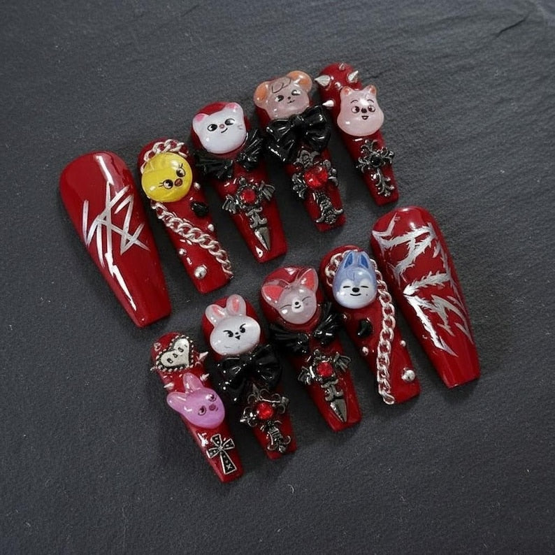 Cute Kawaii Pop Character Press On Nails