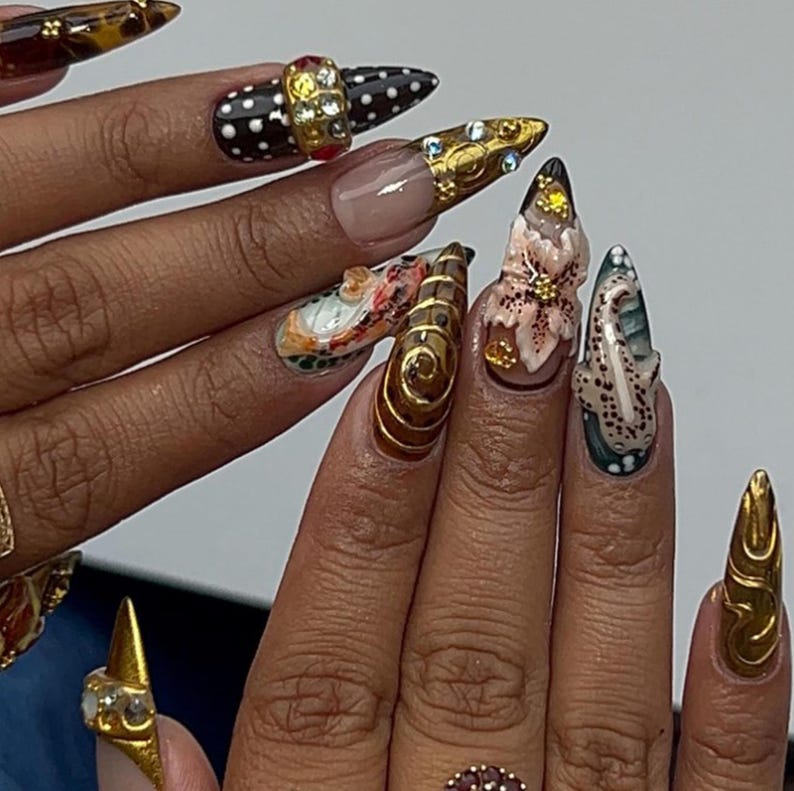 Maximalist Eclectic Art Press On Nails