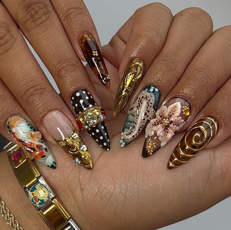 Maximalist Eclectic Art Press On Nails
