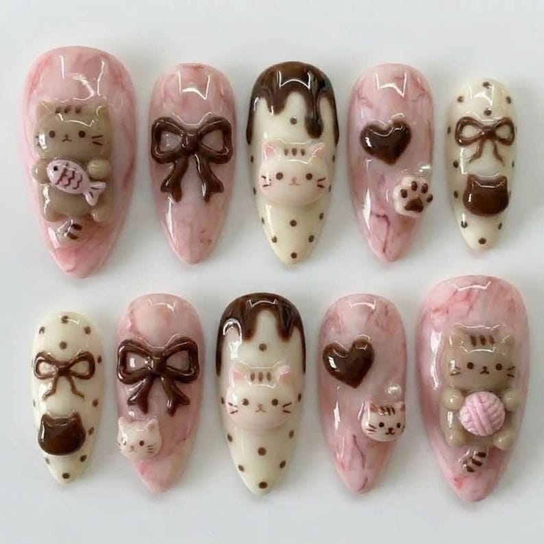 Sweet Pastel Marble Press On Nails