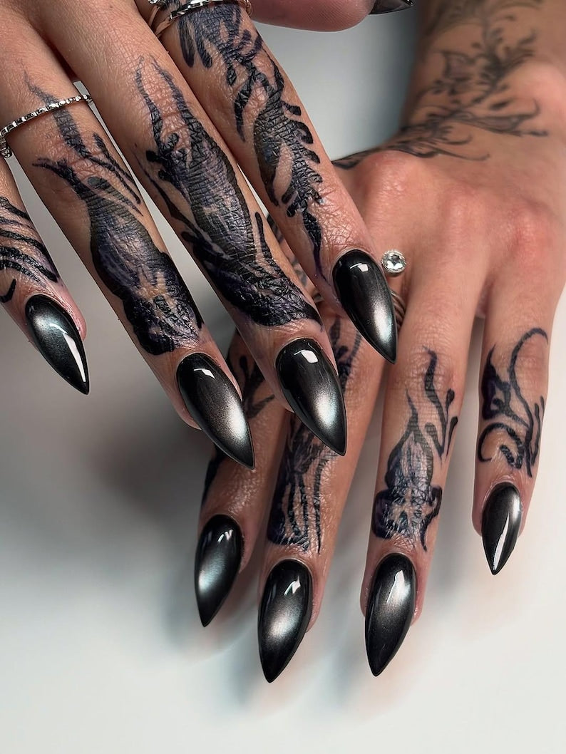 Mystic Black Cat Eye Press On Nails